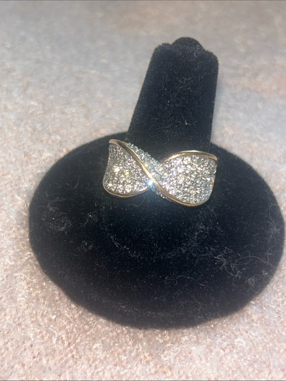 Lia Sophia Gold-Tone Pave Crystal Crossover Ring